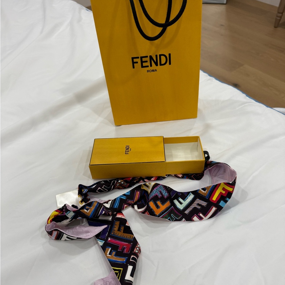 Fendi White and Black Woven Fabric